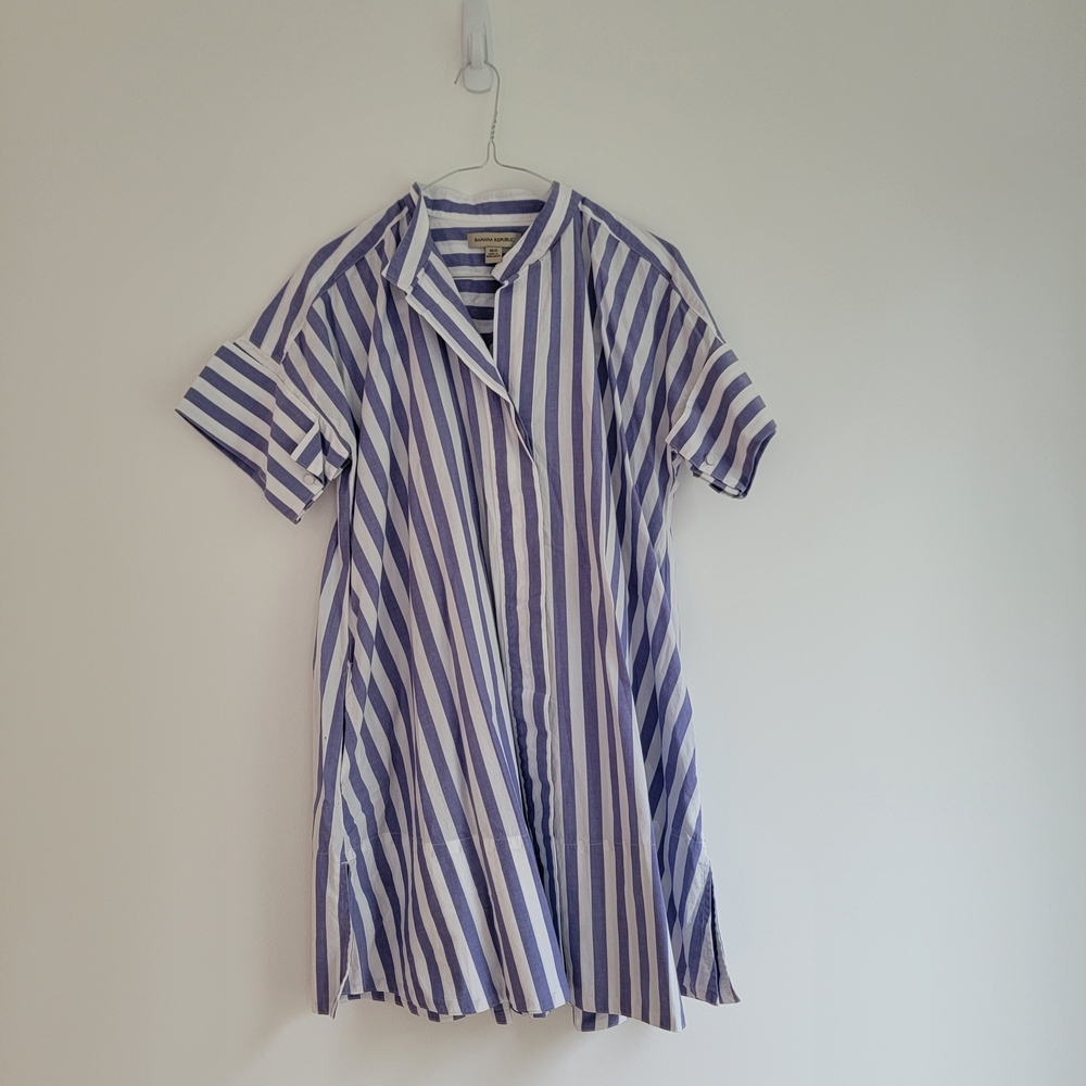 Striped Purple and White Shirt Dress Banana Republic Size XS/S - Picture 2 of 2